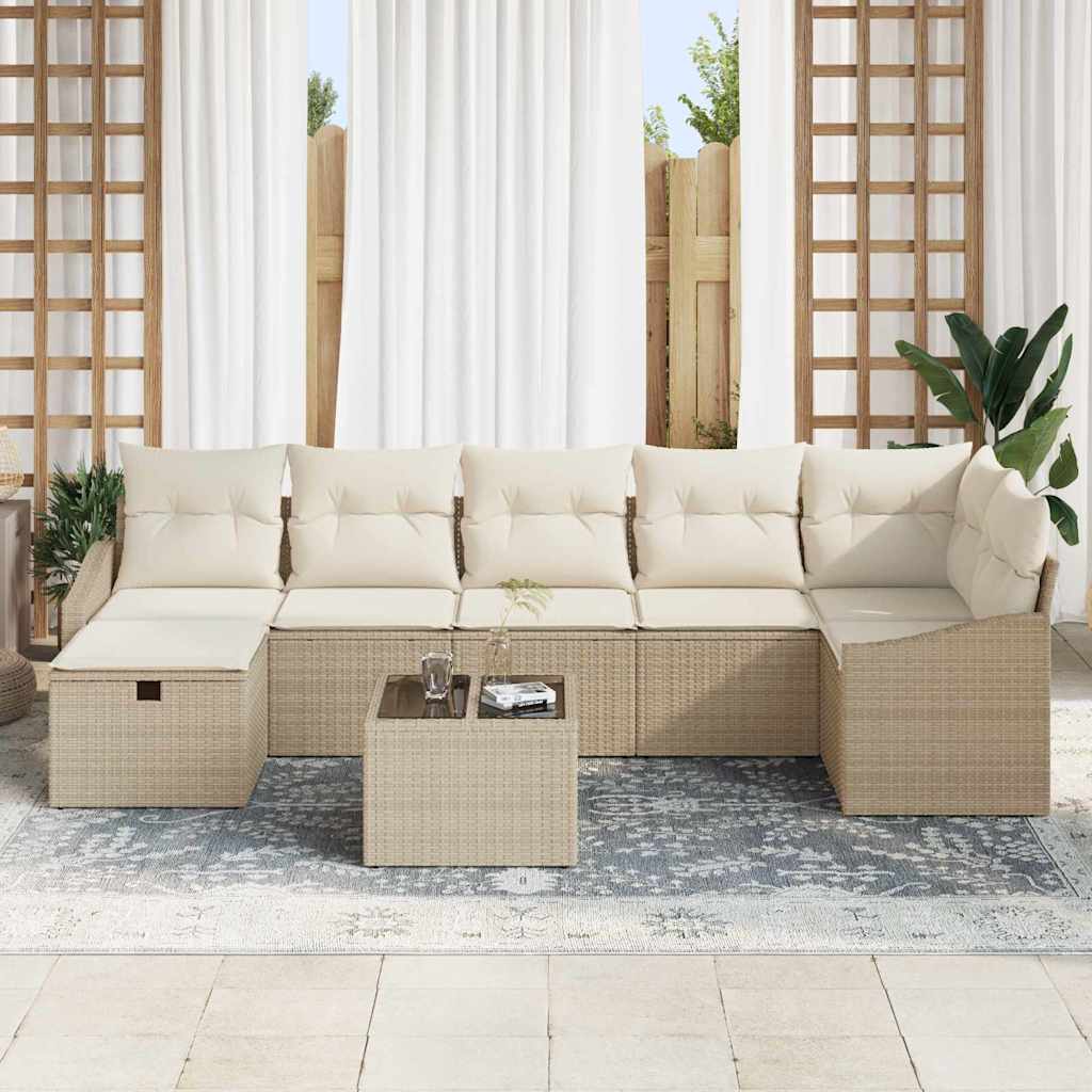 Sofa Set mit Kissen 7 pcs Poly-Rattan