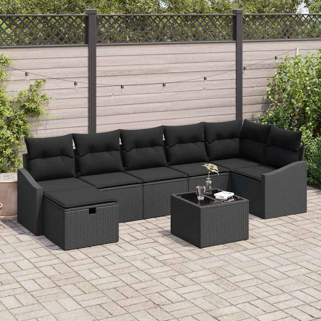 Sofa Set mit Kissen 8 pcs Poly-Rattan