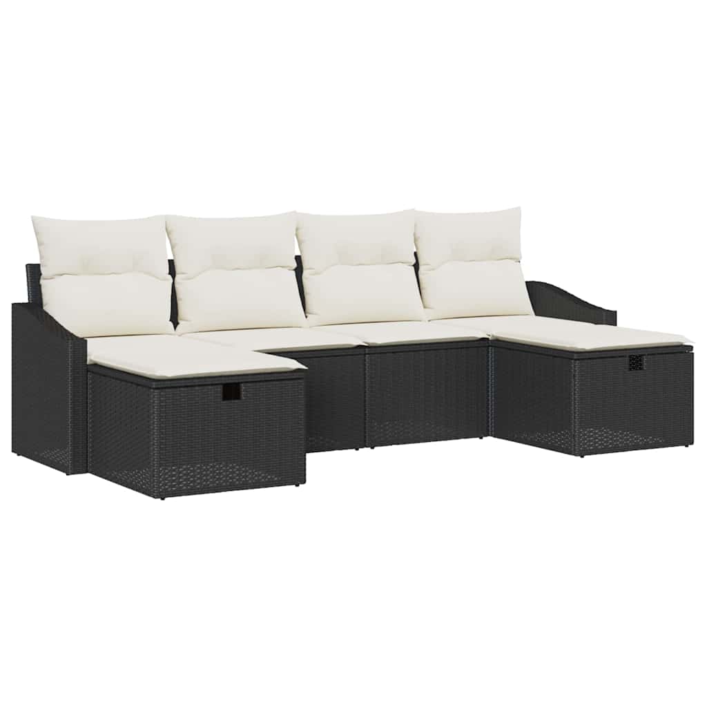 Sofa Set mit Kissen 6 pcs Poly-Rattan