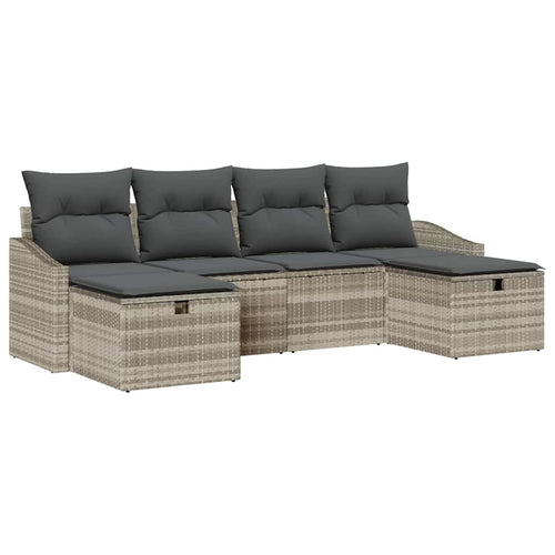 Sofa Set mit Kissen 6 pcs Poly-Rattan