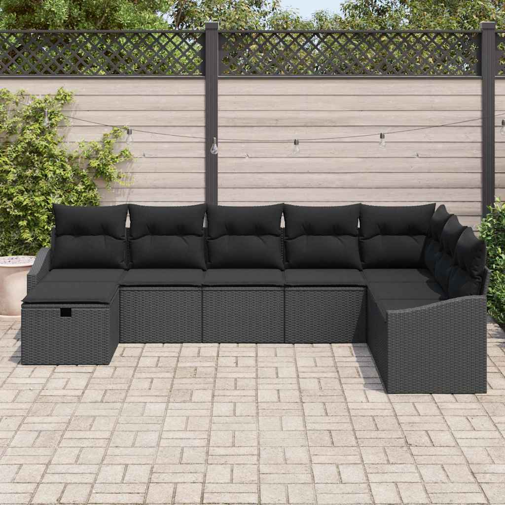 Sofa Set mit Kissen 8 pcs Poly-Rattan