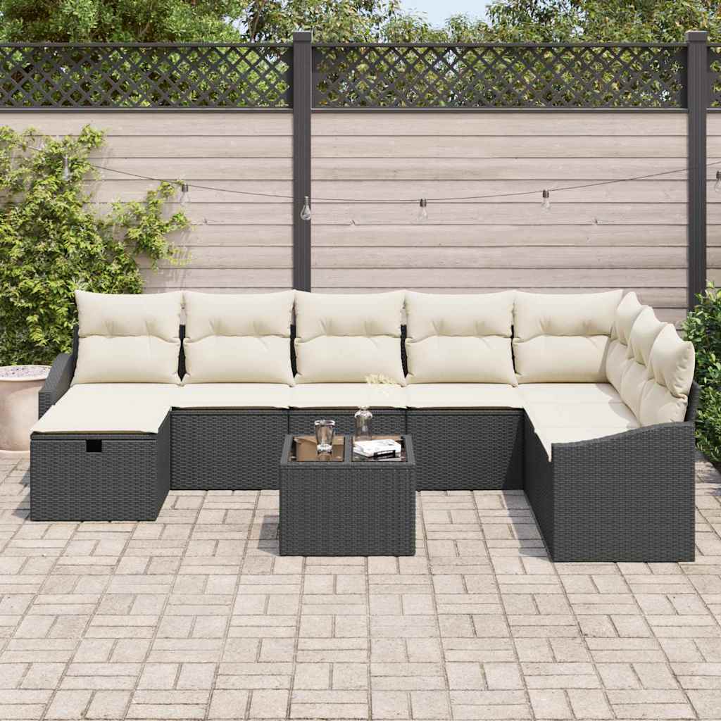 Sofa Set mit Kissen 8 pcs Poly-Rattan