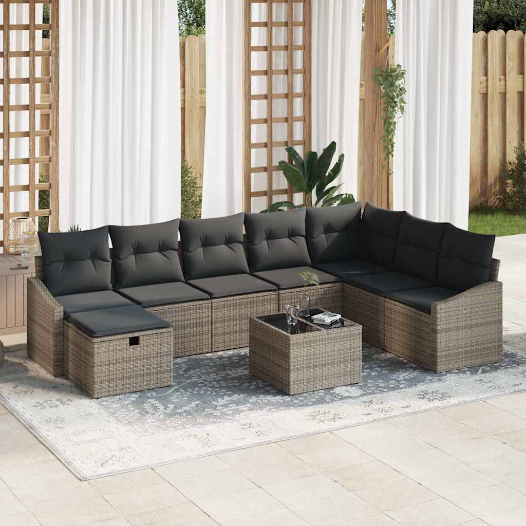 Sofa Set mit Kissen 8 pcs Poly-Rattan