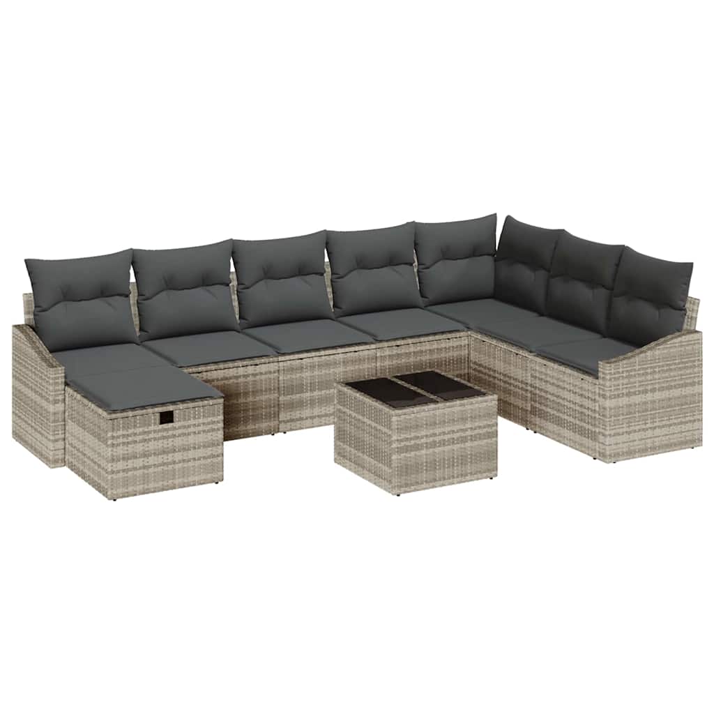 Sofa Set mit Kissen 9 pcs Poly-Rattan