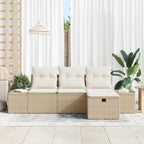 Sofa Set mit Kissen 4 pcs Poly-Rattan
