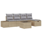 Sofa Set mit Kissen 5 pcs Poly-Rattan