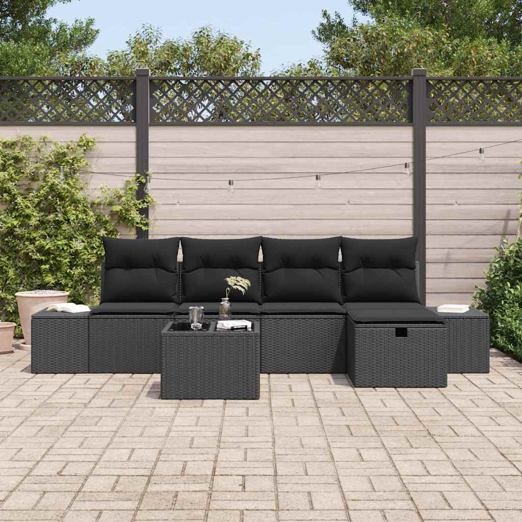 Sofa Set mit Kissen 5 pcs Poly-Rattan