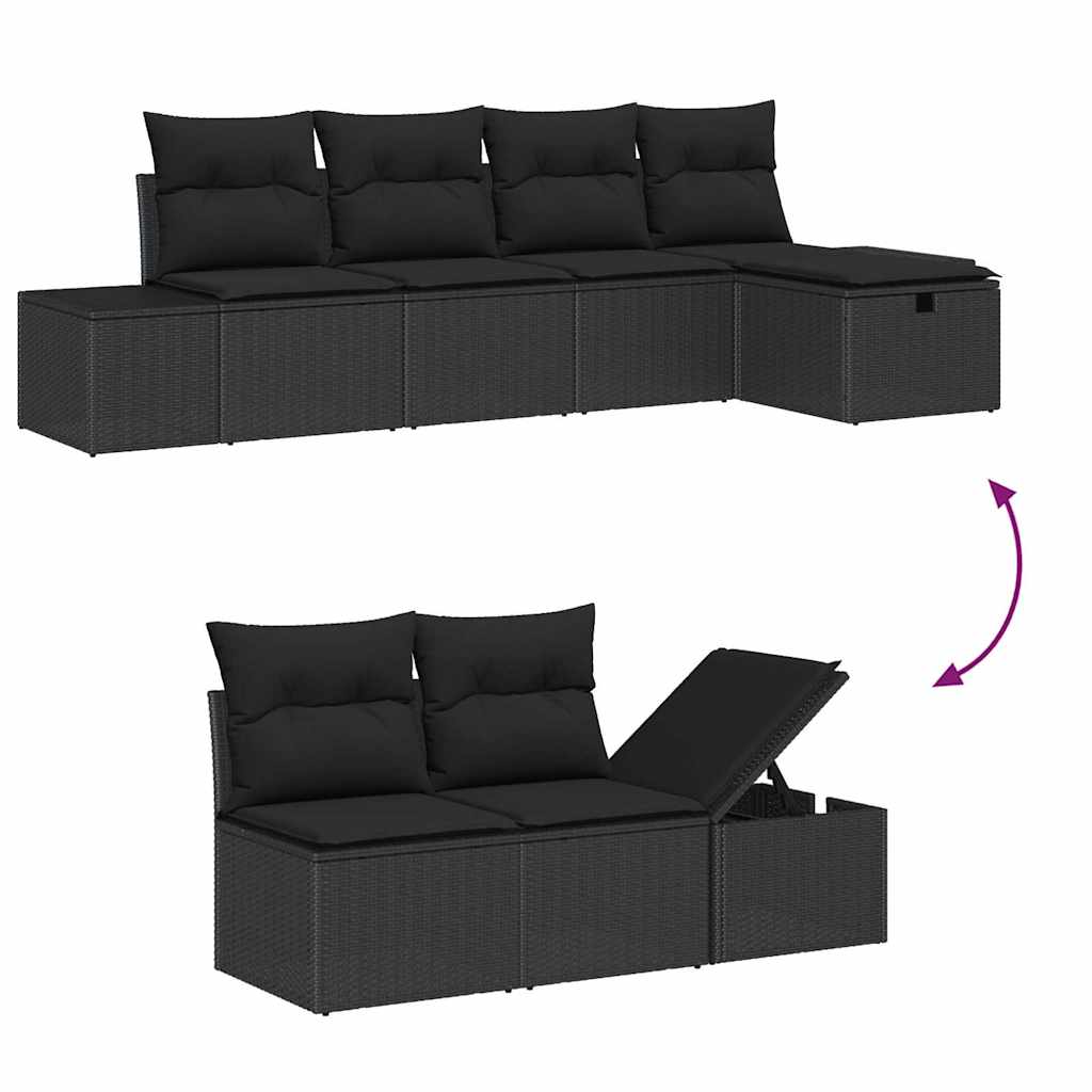 Sofa Set mit Kissen 5 pcs Poly-Rattan