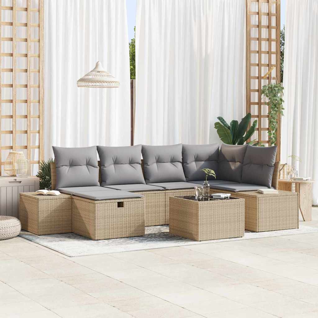 Sofa Set mit Kissen 6 pcs Poly-Rattan
