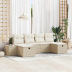 Gartensofa-set mit Kissen mit Speicher 6 pcs Beige Poly-Rattan
