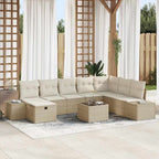 Garten-Sofa-Set 9 pcs Beige 55 x 62 x 69 cm Poly Rattan