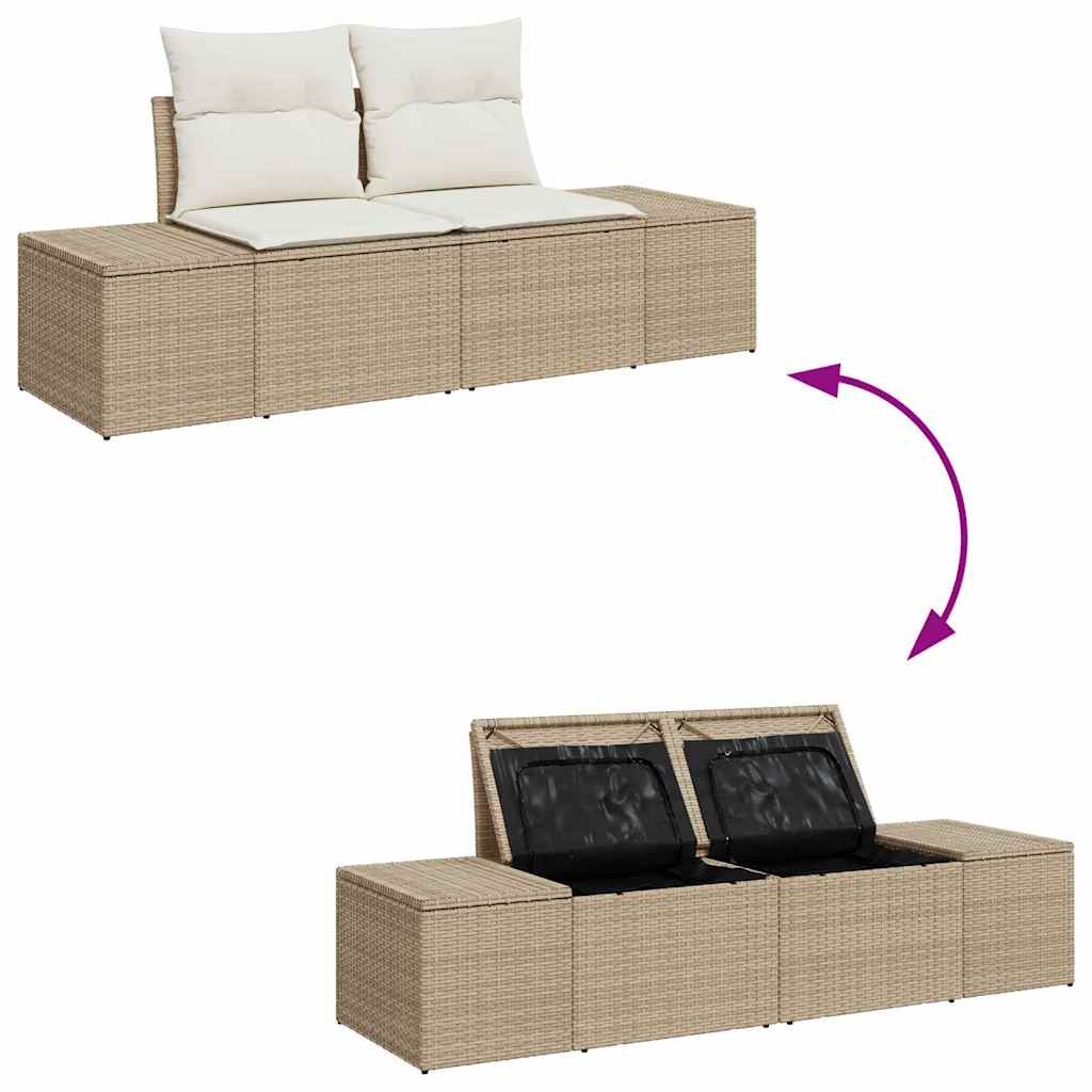 Garten-Sofa-Set 9 pcs Beige 55 x 62 x 69 cm Poly Rattan