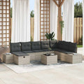Garten-Sofa-Set mit Kissen 9 pcs Hellgrau Poly Rattan