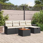 Gartensofa-set mit Kissen 6 pcs Schwarz Poly Rattan