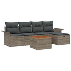 Gartensofa-set mit Kissen mit Speicher 6 pcs Grau Poly Rattan