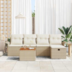 Gartensofa-set mit Kissen mit Speicher 6 pcs Beige Poly Rattan