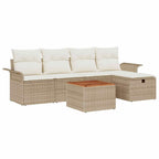 Gartensofa-set mit Kissen mit Speicher 6 pcs Beige Poly Rattan