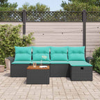 Gartensofa-set mit Kissen 6 pcs Schwarz Poly Rattan