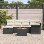 Gartensofa-set mit Kissen 7 pcs Schwarz Poly Rattan