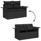 Gartensofa-set mit Kissen 7 pcs Schwarz Poly Rattan