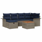 Gartensofa-set mit Kissen mit Speicher 7 pcs Grau Poly Rattan