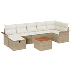 Gartensofa-set mit Kissen mit Speicher 8 pcs Beige Poly Rattan