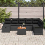 Gartensofa-set mit Kissen 9 pcs Schwarz Poly Rattan