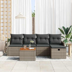 Gartensofa-set mit Kissen mit Speicher 6 pcs Grau Poly Rattan