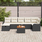 Gartensofa-set mit Kissen 8 pcs Schwarz Poly Rattan