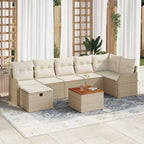 Gartensofa-set mit Kissen mit Speicher 8 pcs Beige Poly Rattan