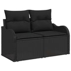 Gartensofa-set mit Kissen 8 pcs Schwarz Poly Rattan