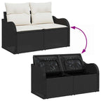 Gartensofa-set mit Kissen 9 pcs Schwarz Poly Rattan