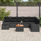 Gartensofa-set mit Kissen 9 pcs Schwarz Poly Rattan