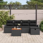 Gartensofa-set mit Kissen 6 pcs Schwarz Poly Rattan