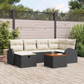 Gartensofa-set mit Kissen 7 pcs Schwarz Poly Rattan