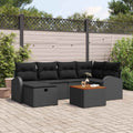 Gartensofa-set mit Kissen 7 pcs Schwarz Poly Rattan