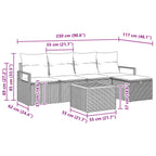 Gartensofa-set mit Kissen mit Speicher 6 pcs Grau Poly Rattan