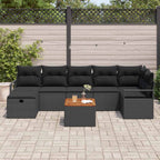 Gartensofa-set mit Kissen 8 pcs Schwarz Poly Rattan