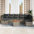 Gartensofa-set mit Kissen mit Speicher 9 pcs Grau Poly Rattan