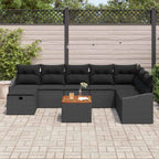 Gartensofa-set mit Kissen 9 pcs Schwarz Poly Rattan