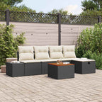 Gartensofa-set mit Kissen 6 pcs Schwarz Poly Rattan