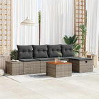 Gartensofa-set mit Kissen mit Speicher 6 pcs Grau Poly Rattan
