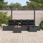 Gartensofa-set mit Kissen 6 pcs Schwarz Poly Rattan