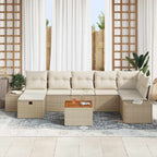 Gartensofa-set mit Kissen mit Speicher 8 pcs Beige Poly Rattan