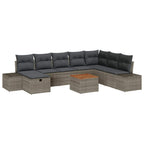 Gartensofa-set mit Kissen mit Speicher 9 pcs Grau Poly Rattan