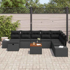 Gartensofa-set mit Kissen 9 pcs Schwarz Poly Rattan