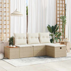Gartensofa-set mit Kissen mit Speicher 4 pcs Beige Poly-Rattan