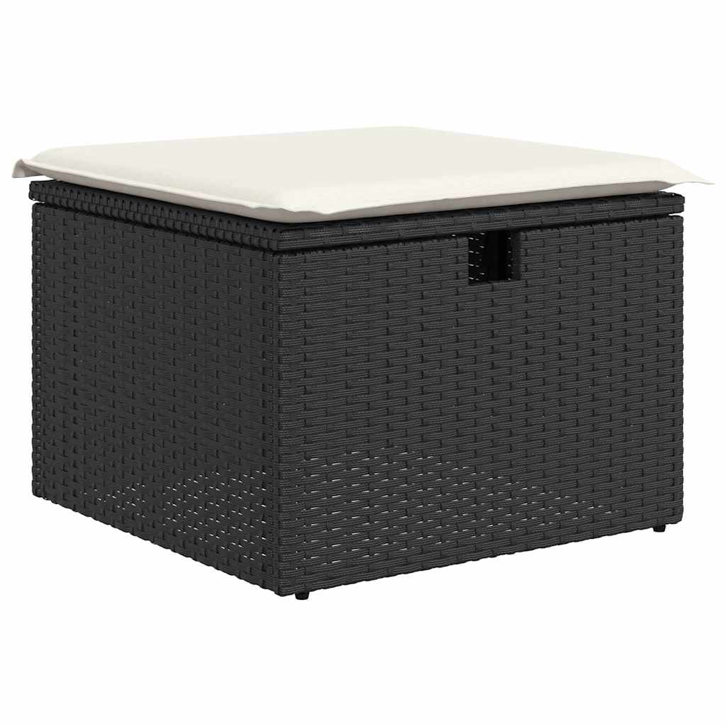 Garten-Sofa-Set mit Kissen 5 pcs Schwarz Poly Rattan