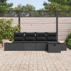 Garten-Sofa-Set mit Kissen 5 pcs Schwarz Poly Rattan