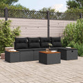Garten-Sofa-Set mit Kissen 6 pcs Schwarz Poly Rattan